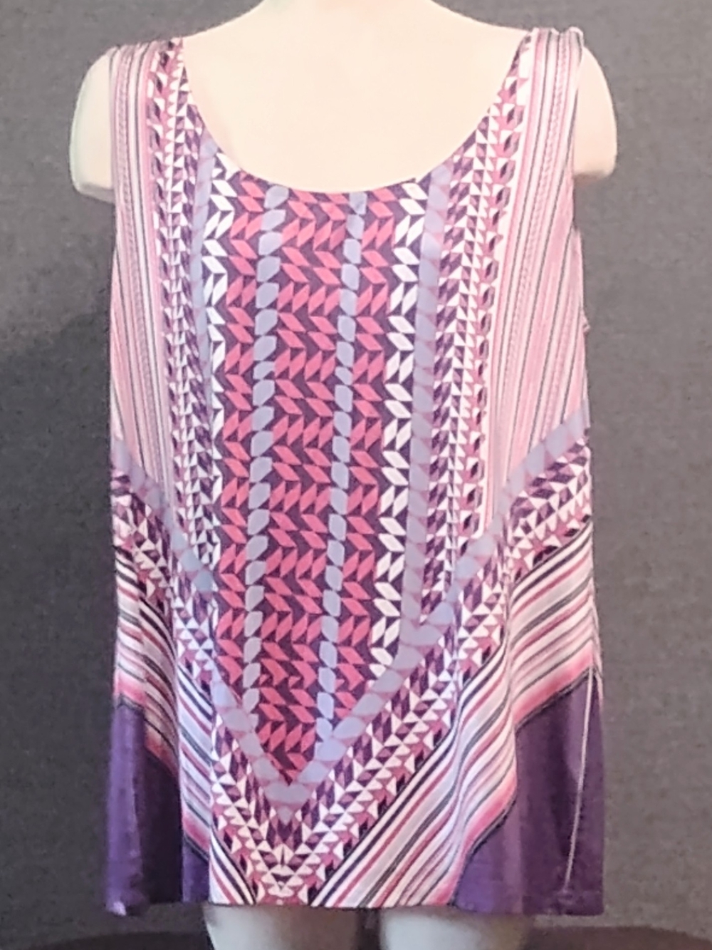 Cato Purple and Pink Geometric Sleeveless Tank Top
